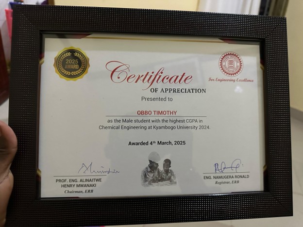 Certificate of Appreciation for our student