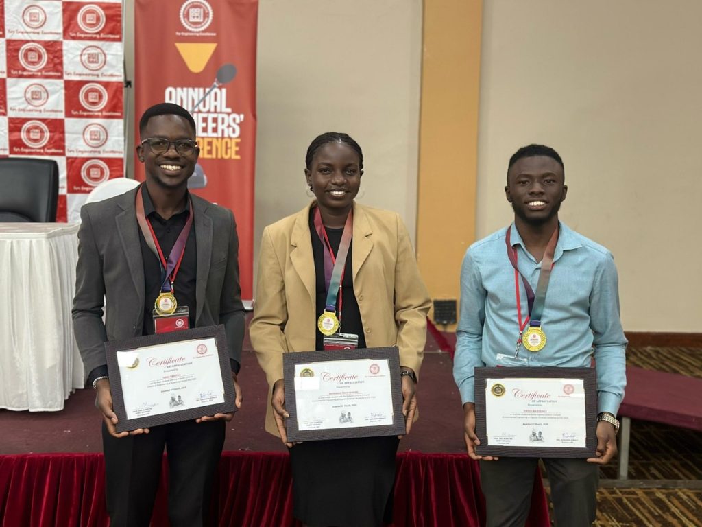Gold medalists from the different universities at the awards ceremony