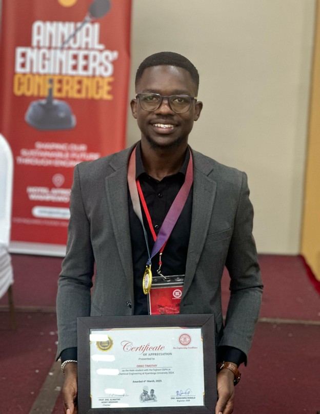 Mr. Obbo representing Kyambogo University at the awards ceremony