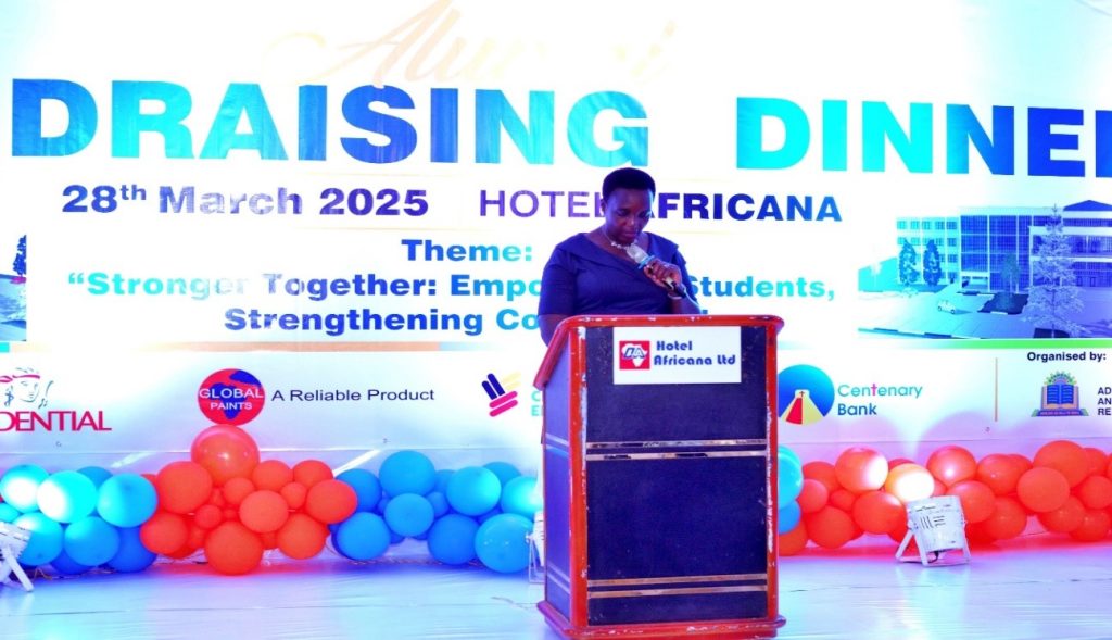 Ms. Mugume Bridget, the University Dean of Students delivering the opening remarks to attendees.