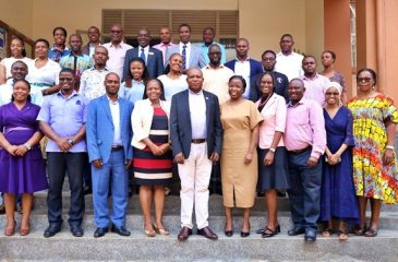 The trainer Mr. Alex Muhwezi (middle) posses for a photo with the AgriFose Hub Leader, Dr. Judith Nagasha, VC representative Eng. Dr. Anne Nakagiri and the participants