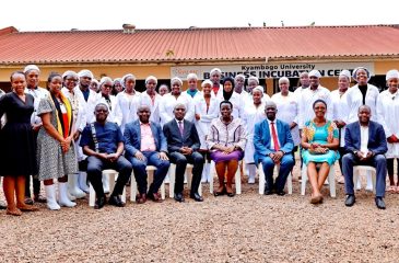 Permanent Secretary Dr. Kedrace Turyagyenda with Kyambogo University staff and participants during the bakery training launch.