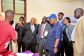 Professor Charles Kwesiga, the Executive Director UIRI, Ms. Margaret Nabukenya, Deputy Executive Director TVET Council, DVC F&A Professor Kwetegyeka, Dean Dr. Rukundo having a tour at the exhibition during the Vocational day